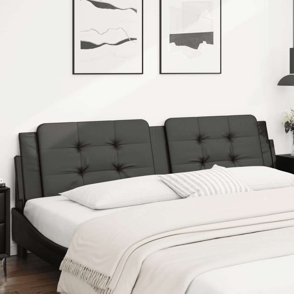 vidaXL Cabecero de cama acolchado cuero sintético negro 200 cm