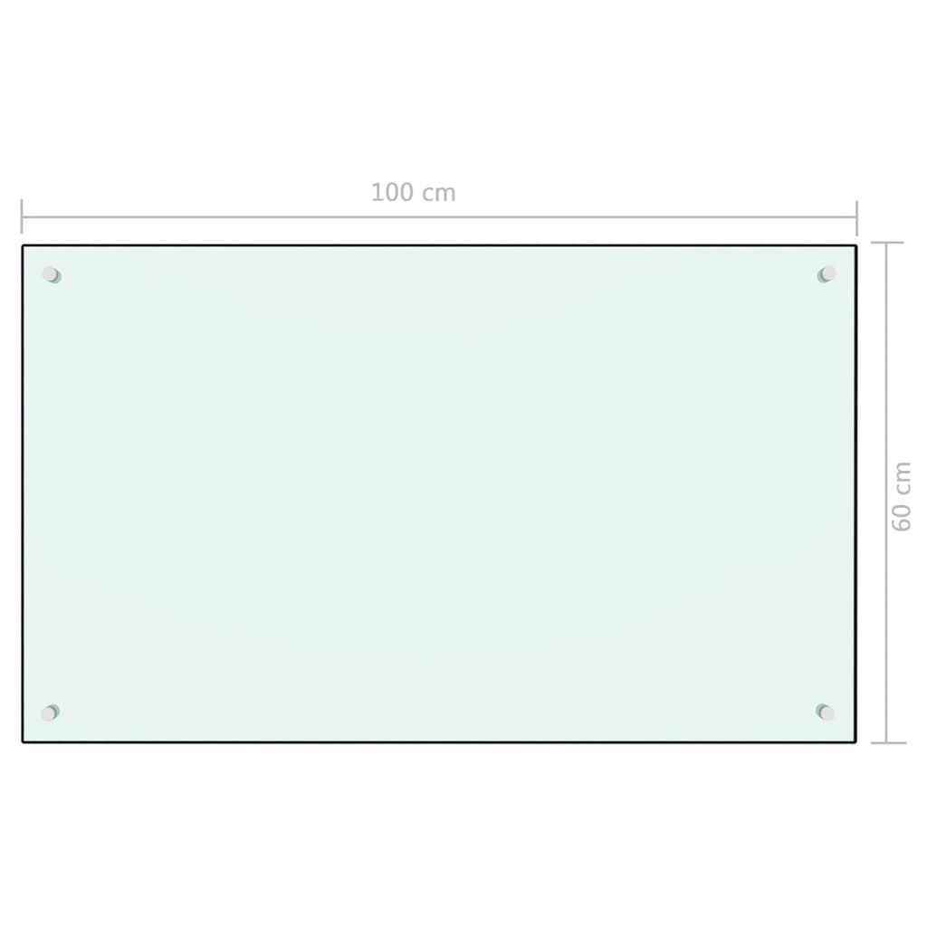 vidaXL Protección salpicaduras cocina vidrio templado blanco 100x60 cm