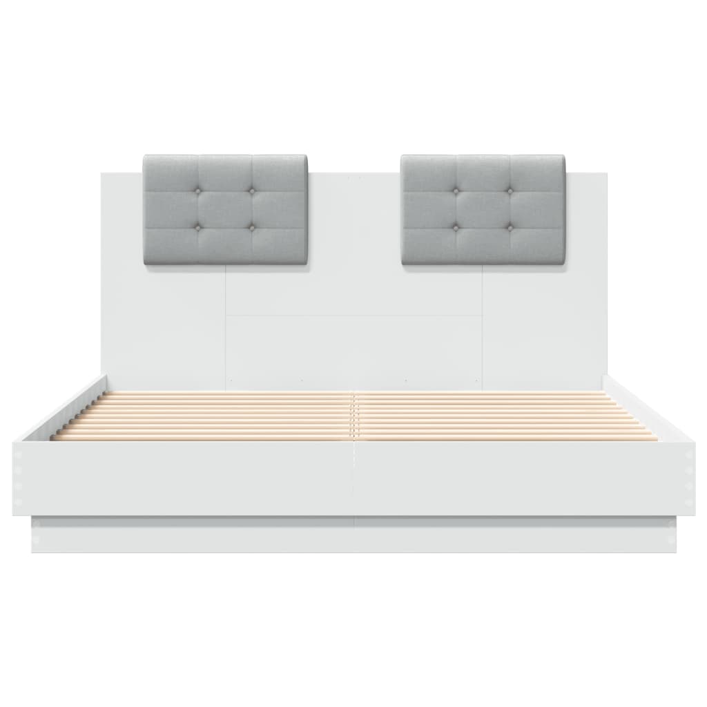 vidaXL Estructura de cama con cabecero y luces LED blanco 120x190 cm