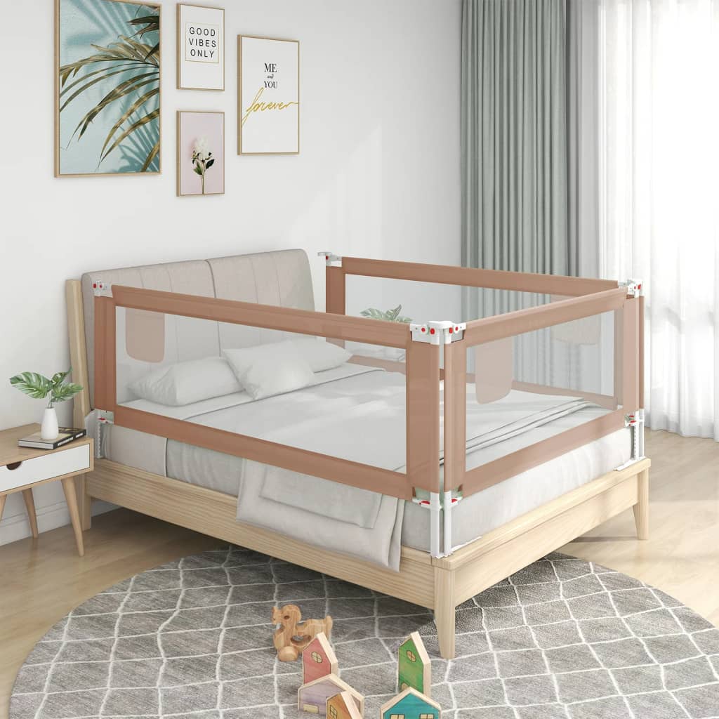vidaXL Barandilla de seguridad cama de niño taupe tela 100x25 cm