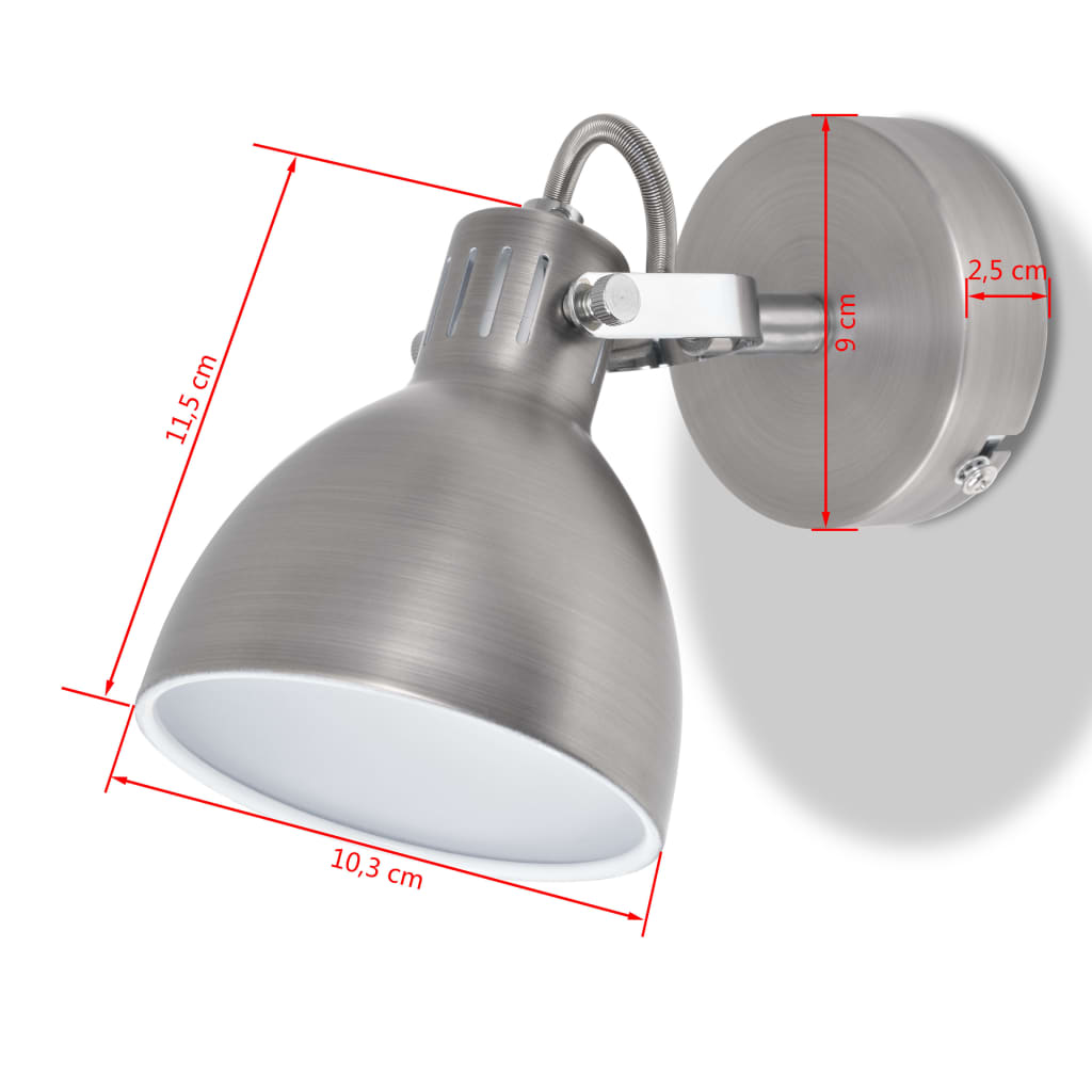 vidaXL Lámparas de pared para 2 bombillas E14 gris 2 unidades