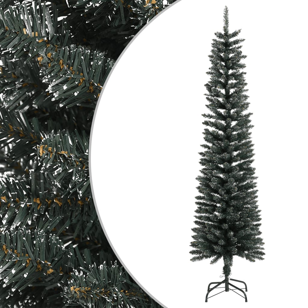 vidaXL Árbol Navidad artificial estrecho con soporte PVC verde 180 cm