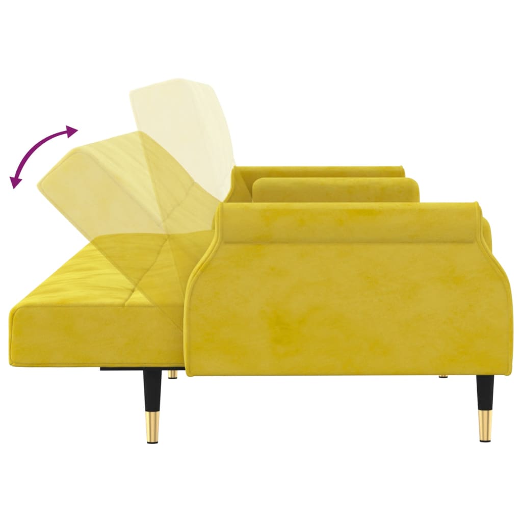 vidaXL Sofá cama con cojines terciopelo amarillo