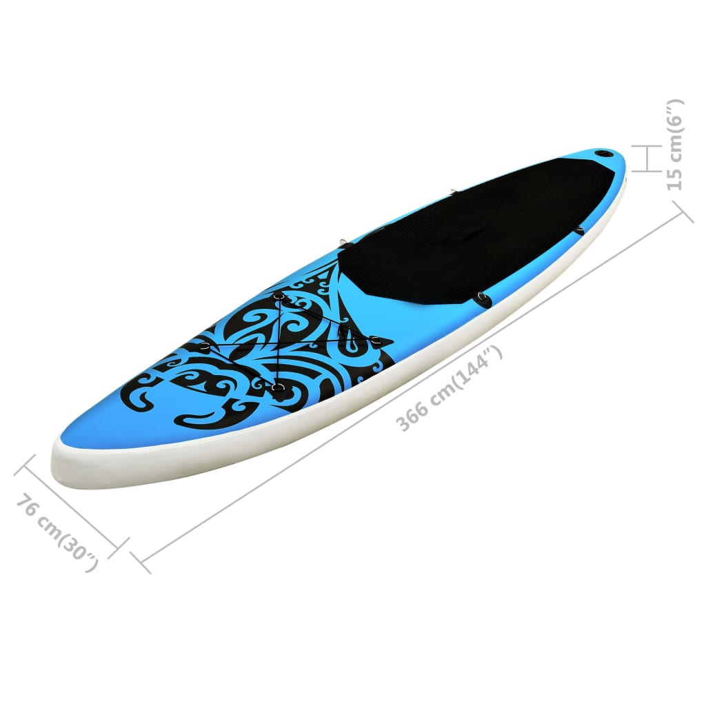 vidaXL Juego de tabla de paddle surf inflable azul 366x76x15 cm