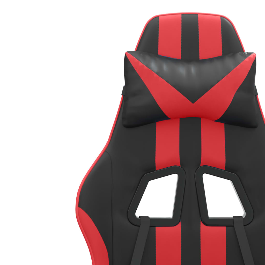 vidaXL Silla gaming con reposapiés cuero sintético negro rojo