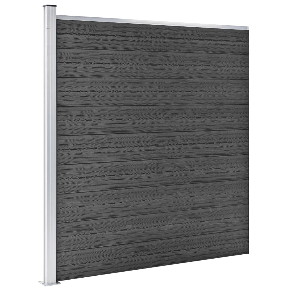 vidaXL Juego de paneles de valla WPC negro 699x186 cm