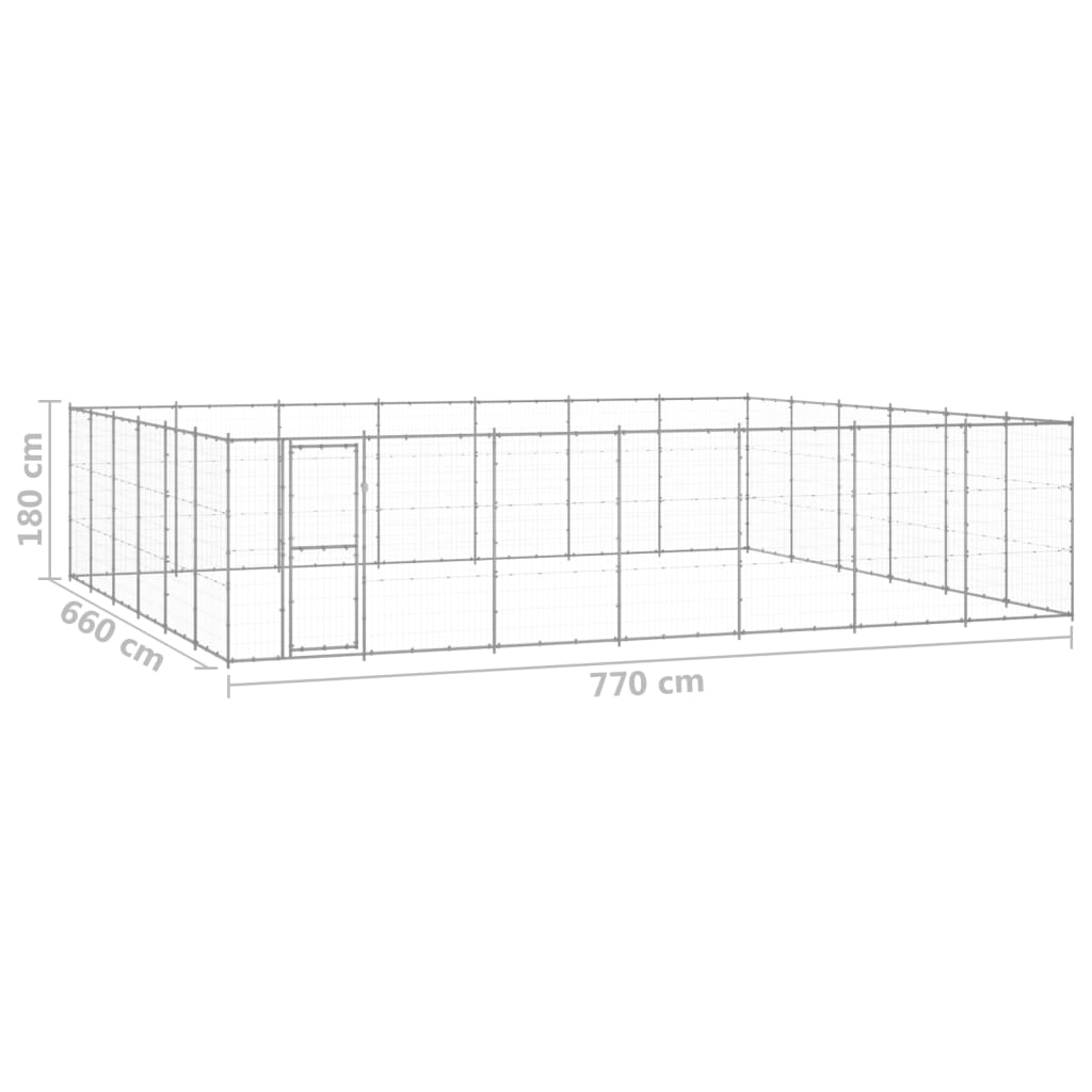 vidaXL Perrera de exterior de acero galvanizado 50,82 m²