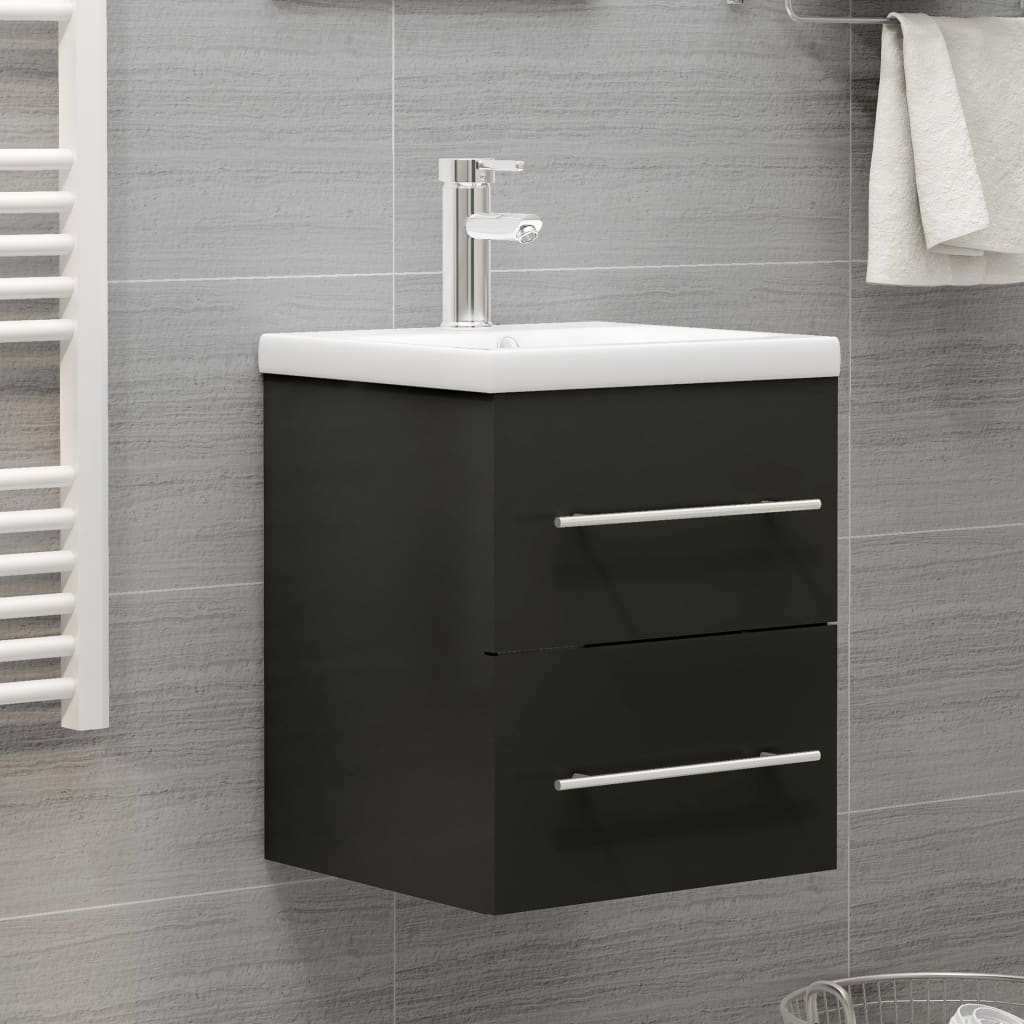 vidaXL Armario para lavabo madera contrachapada gris 41x38,5x48 cm