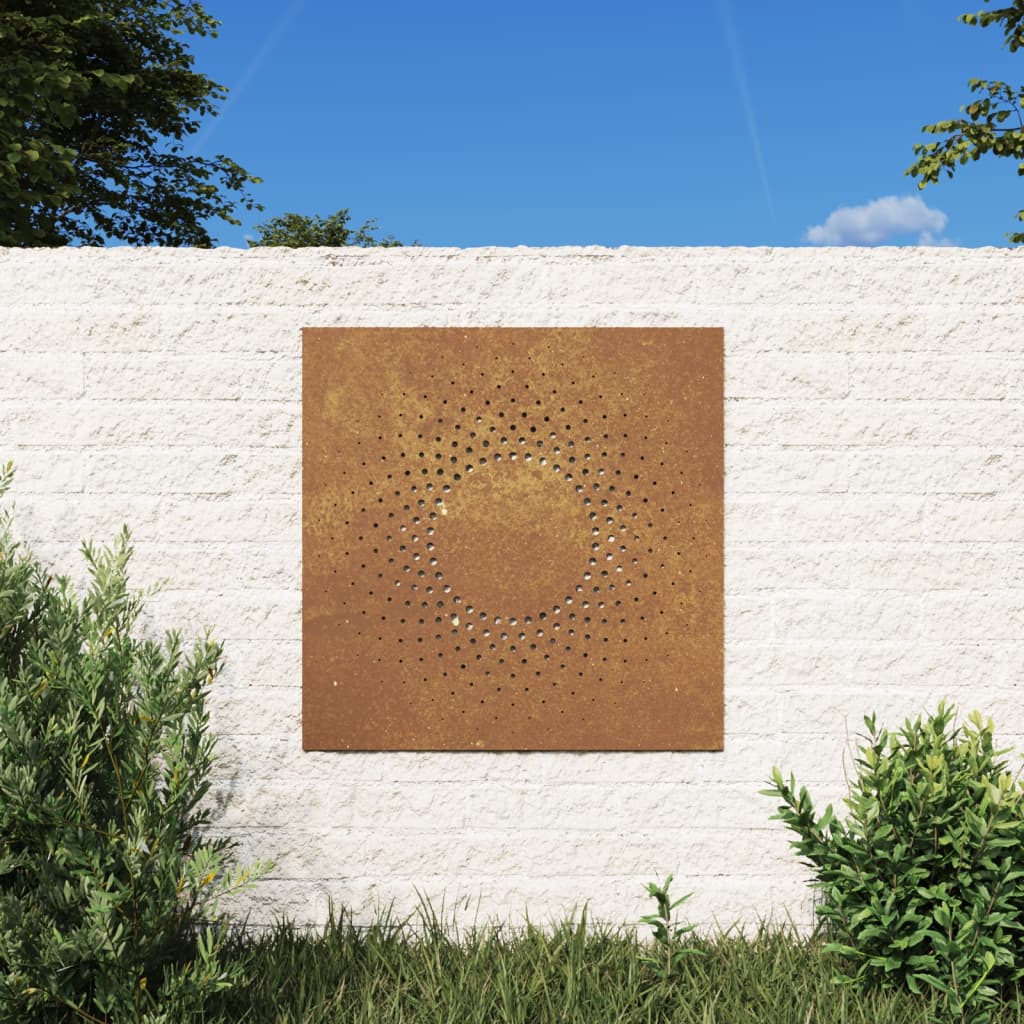 vidaXL Adorno de pared de jardín acero corten diseño sol 55x55 cm