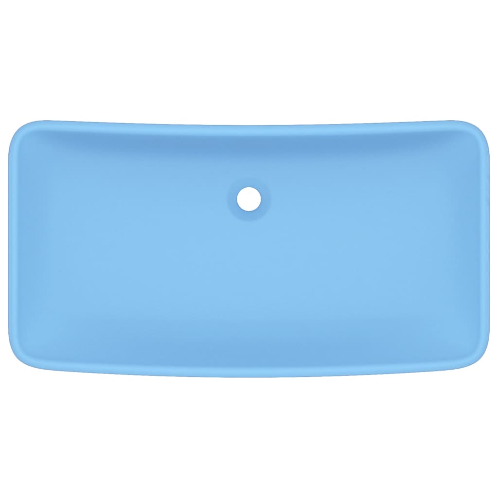 vidaXL Lavabo de lujo de cerámica rectangular azul claro mate 71x38 cm