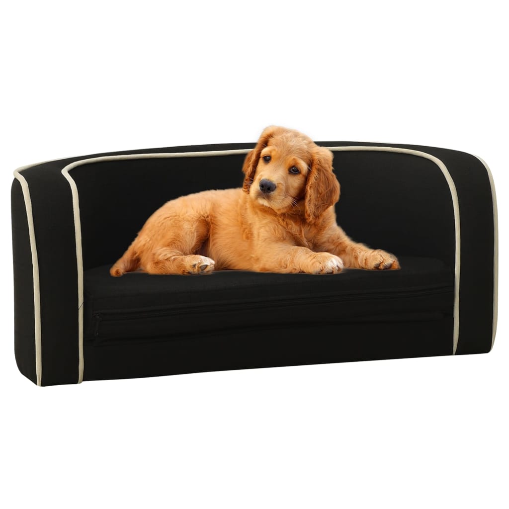 vidaXL Sofá plegable para perro cojín lavable de lino negro 76x71x30cm