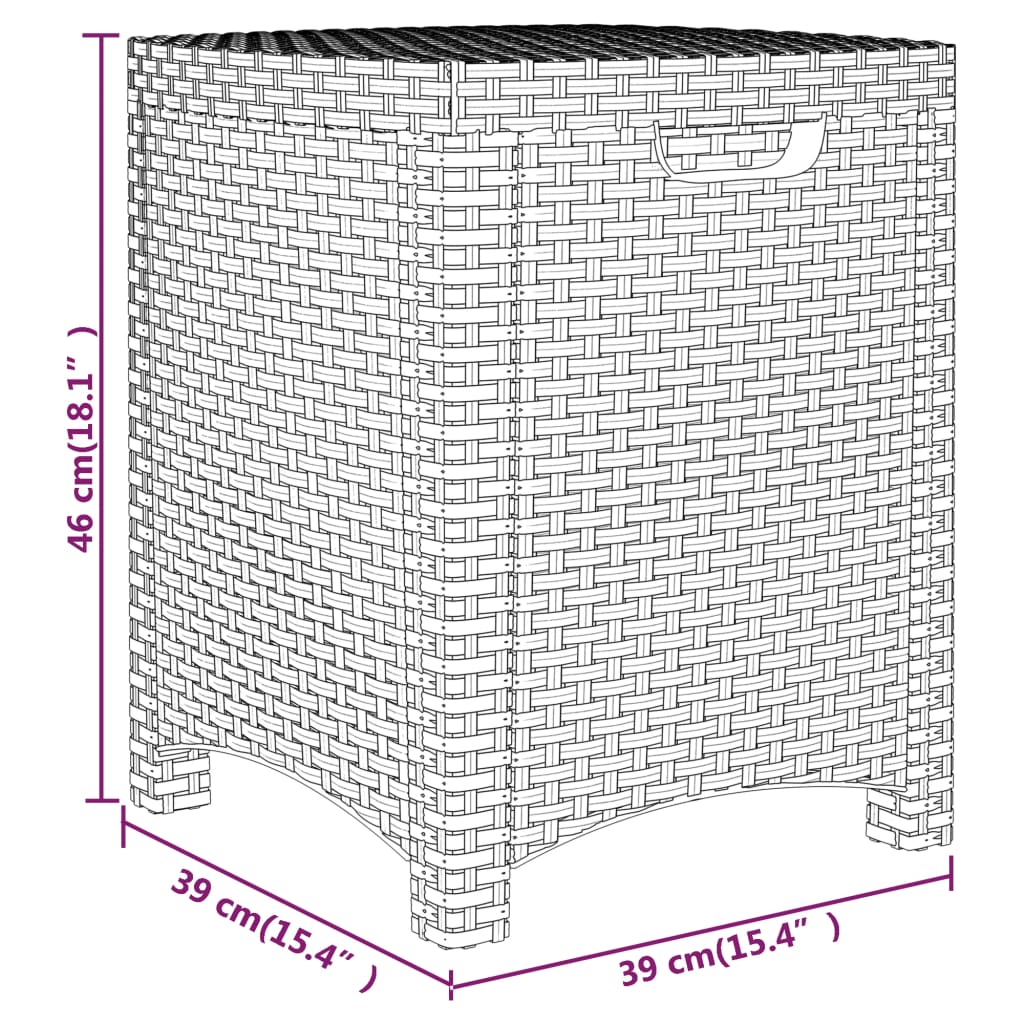 vidaXL Caja de almacenaje de jardín ratán PP marrón 39x39x46 cm