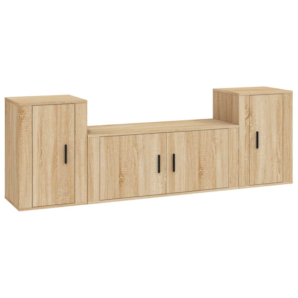 vidaXL Set de muebles para TV 3 pzas madera contrachapada roble sonoma