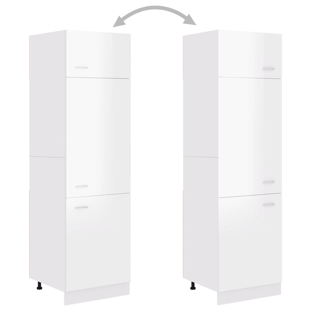 vidaXL Armario de frigorífico contrachapada blanco brillo 60x57x207 cm