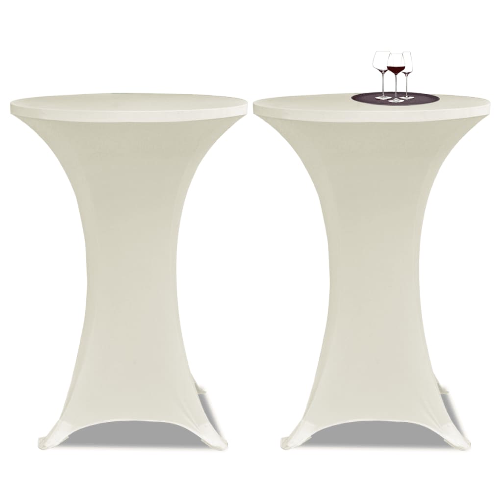 2 Manteles color crema ajustados para mesa de pie - 80 cm diámetro