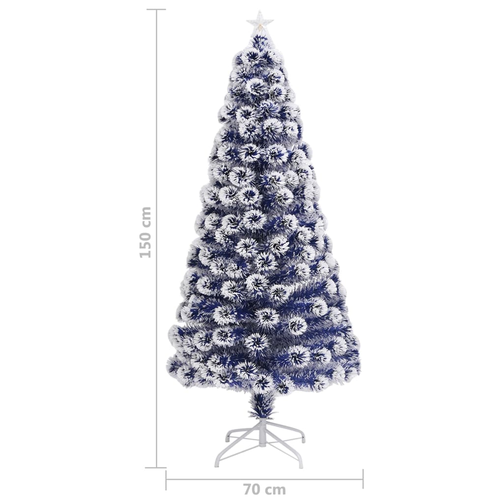 vidaXL Árbol de Navidad artificial LED fibra óptica blanco azul 150 cm