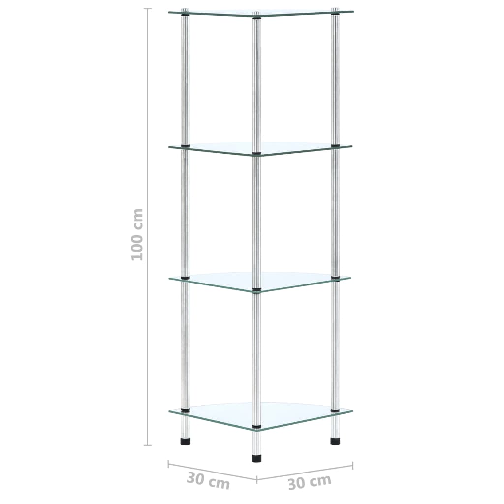 vidaXL Estantería 4 niveles cristal templado transparente 30x30x100 cm