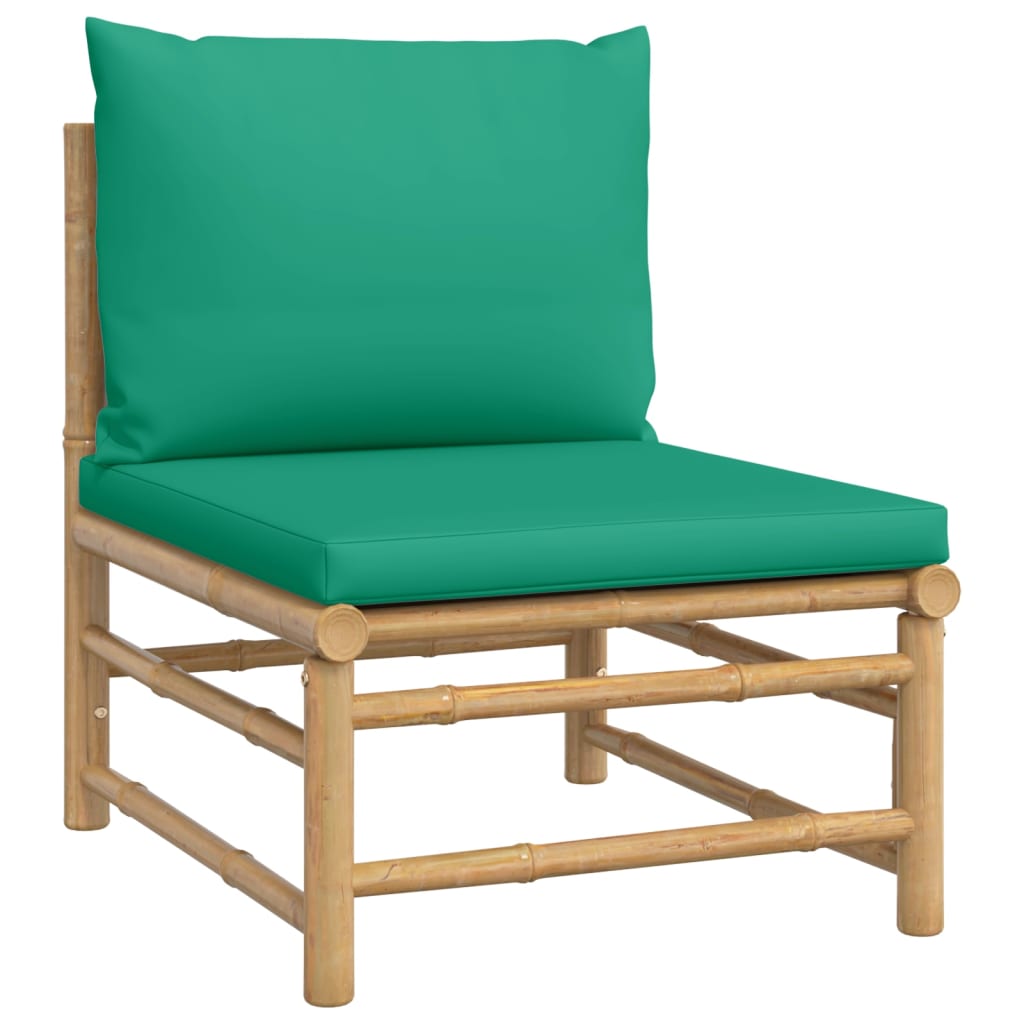 vidaXL Set de muebles de jardín 4 piezas bambú con cojines verde