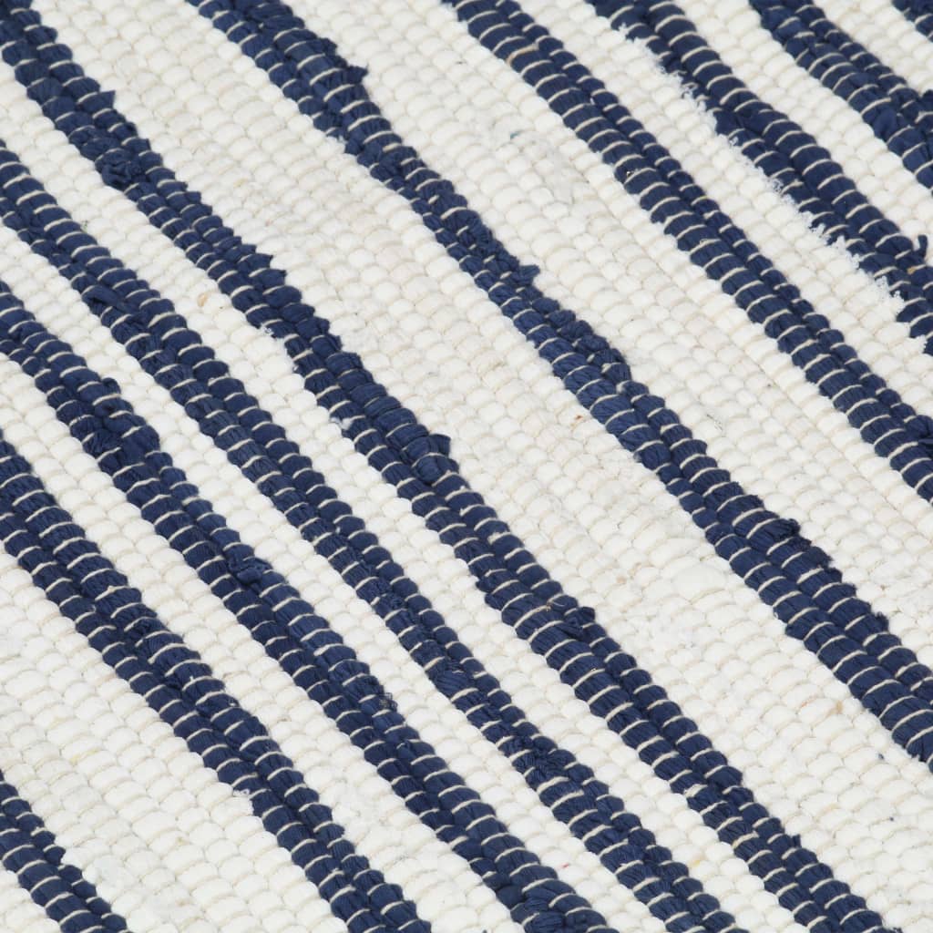 vidaXL Alfombra tejida a mano Chindi algodón 200x290 cm azul y blanco