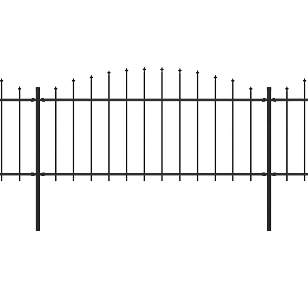 vidaXL Valla de jardín con punta de lanza acero negro (0,5-0,75)x13,6m