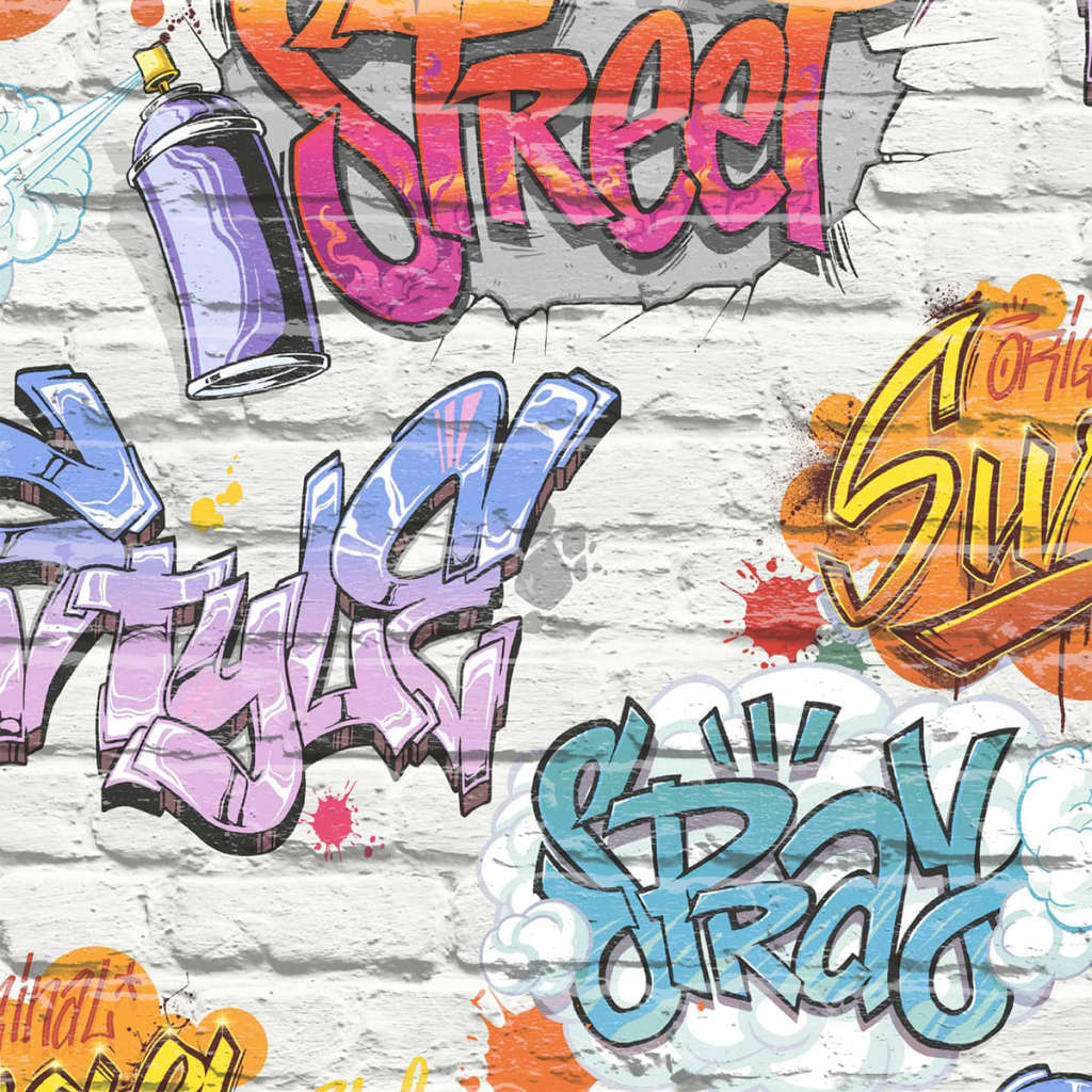 DUTCH WALLCOVERINGS Papel de pared diseño graffiti multicolor L179-05