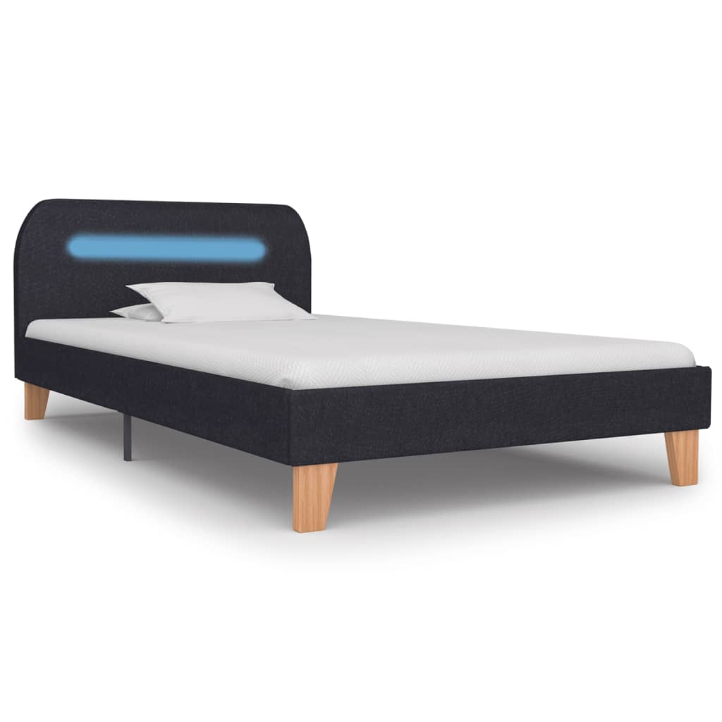 vidaXL Estructura de cama con LED de tela gris oscura 90x200 cm
