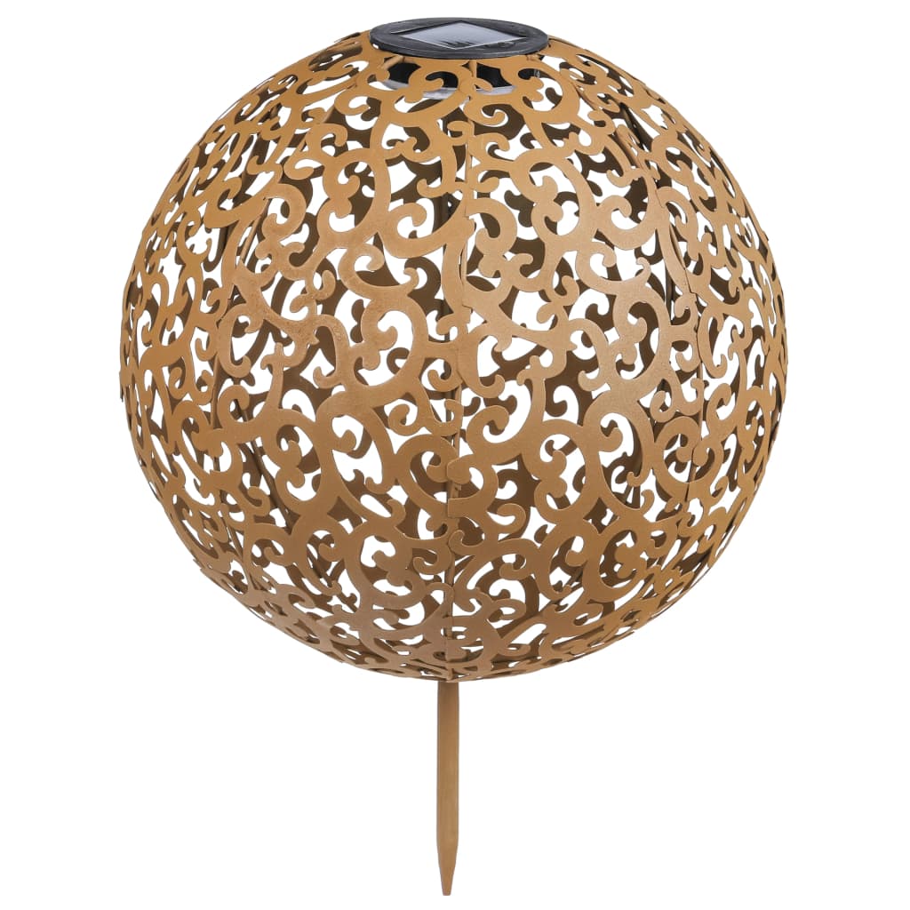 Hi Lámpara LED solar de jardín forma esférica metal marrón 28,5 cm