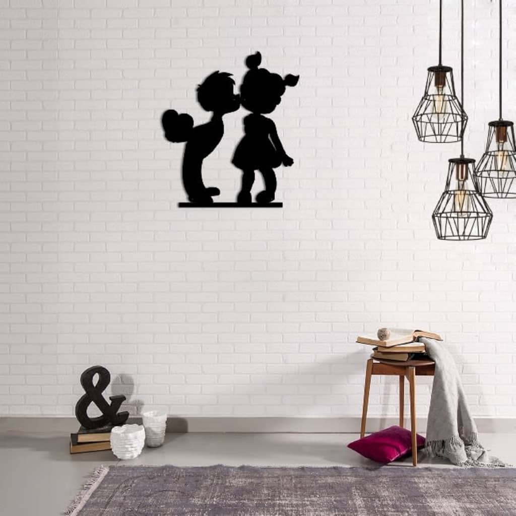 Homemania Adorno de pared Kiss acero negro 45x50 cm