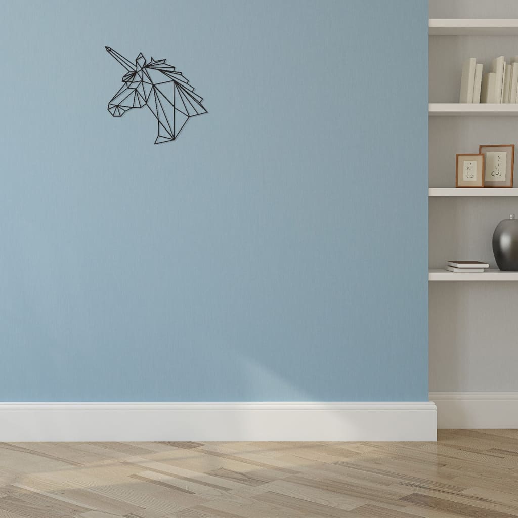 Homemania Adorno de pared Unicorn acero negro 53x50 cm