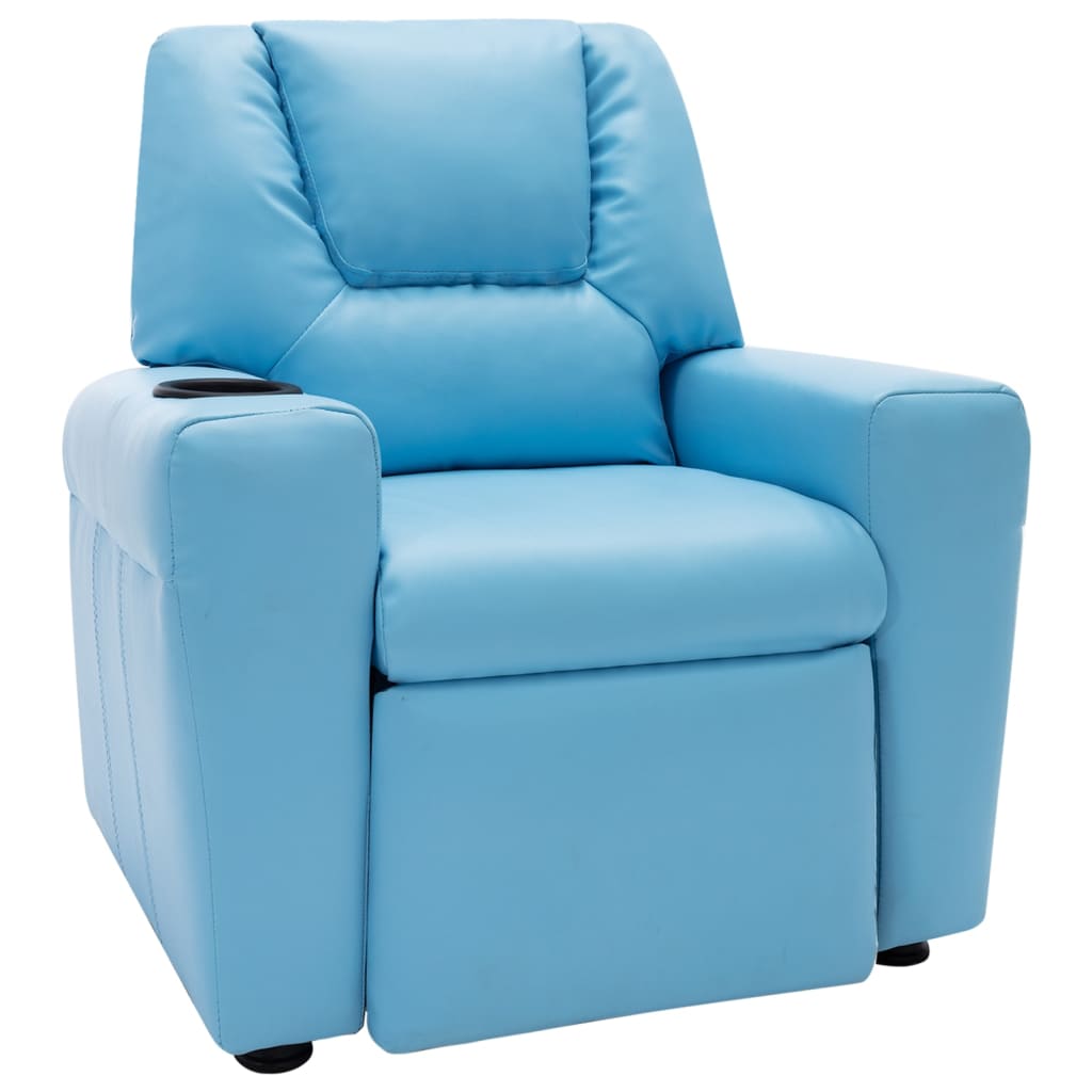 vidaXL Sillón reclinable para niños cuero sintético azul