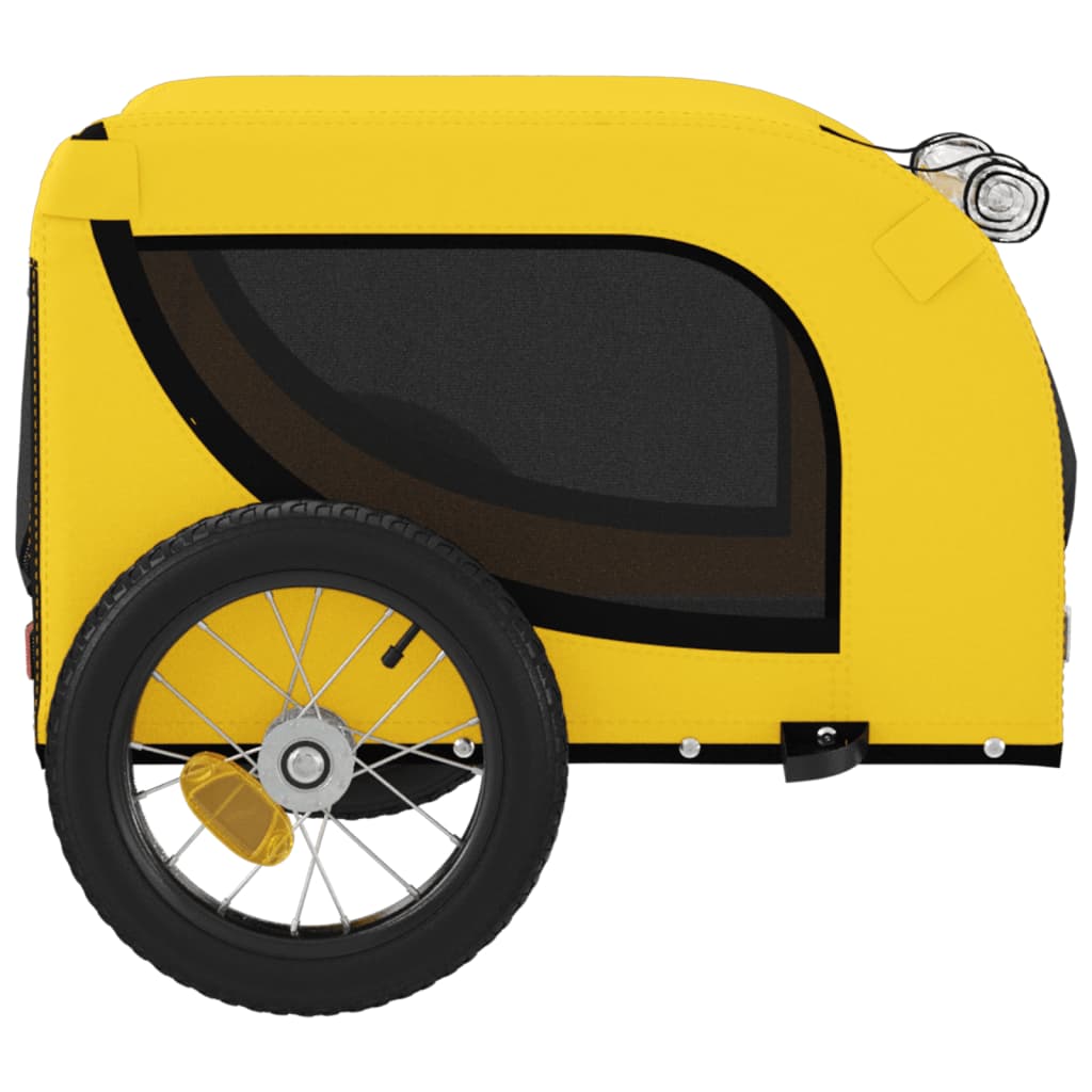 vidaXL Remolque bicicleta mascotas hierro tela Oxford amarillo negro