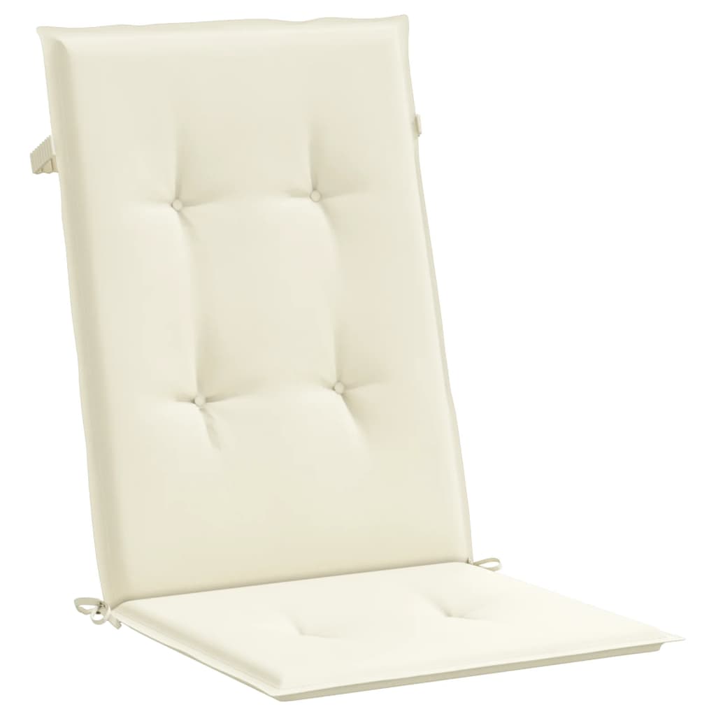 vidaXL Cojín silla de jardín respaldo alto 6 uds tela crema 120x50x3cm