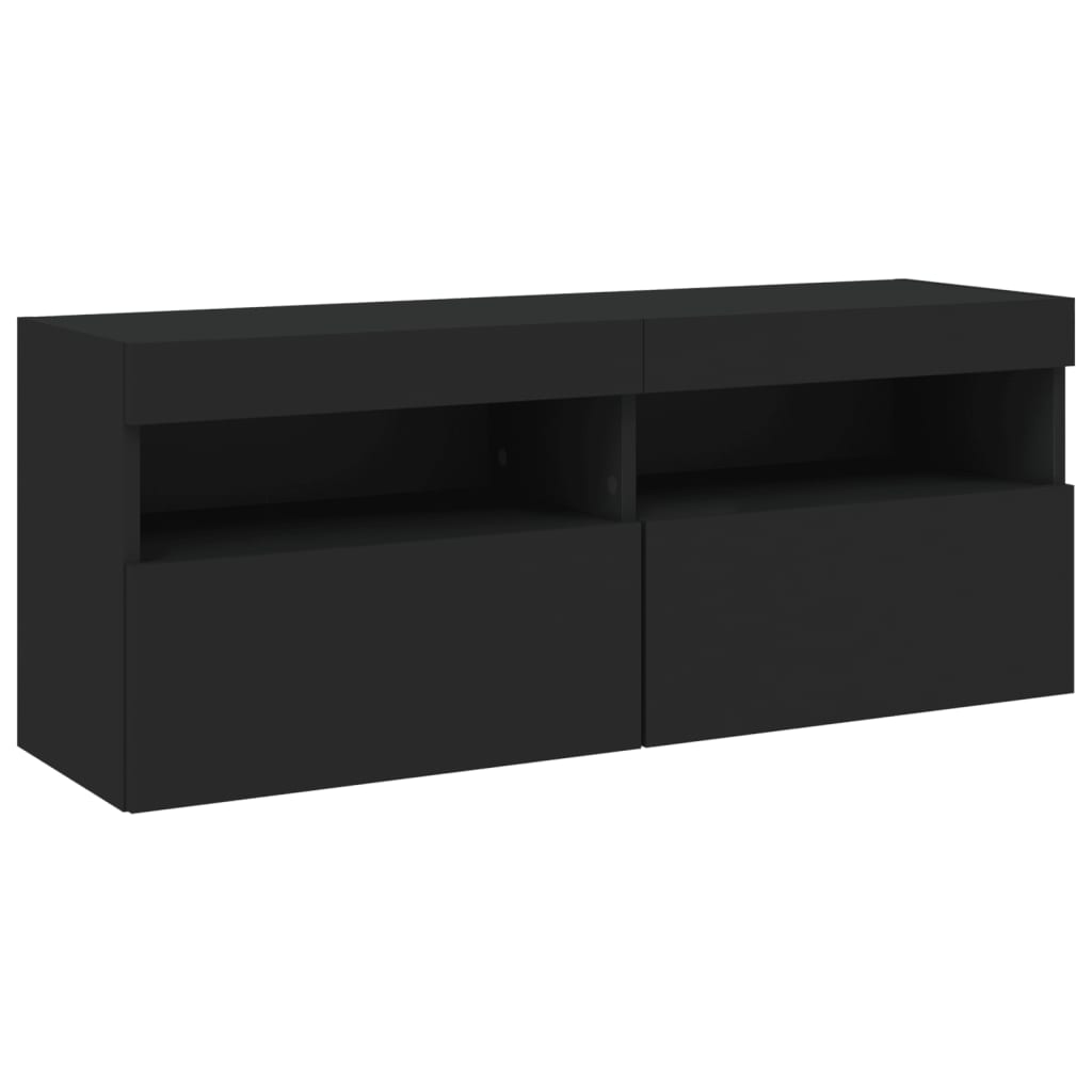 vidaXL Mueble de TV de pared con luces LED negro 100x30x40 cm