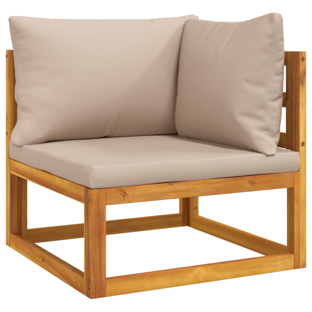 vidaXL Set muebles de jardín 6 pzas madera maciza y cojines gris taupé