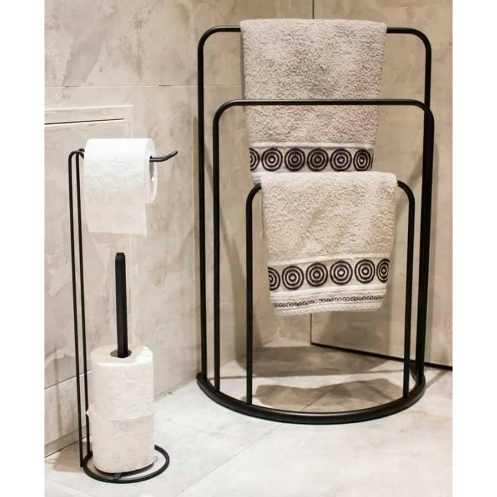 Bathroom Solutions Toallero de pie de metal negro 49,5x75 cm
