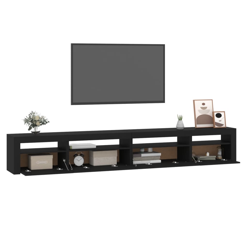 vidaXL Mueble de TV con luces LED Negro 270x35x40 cm