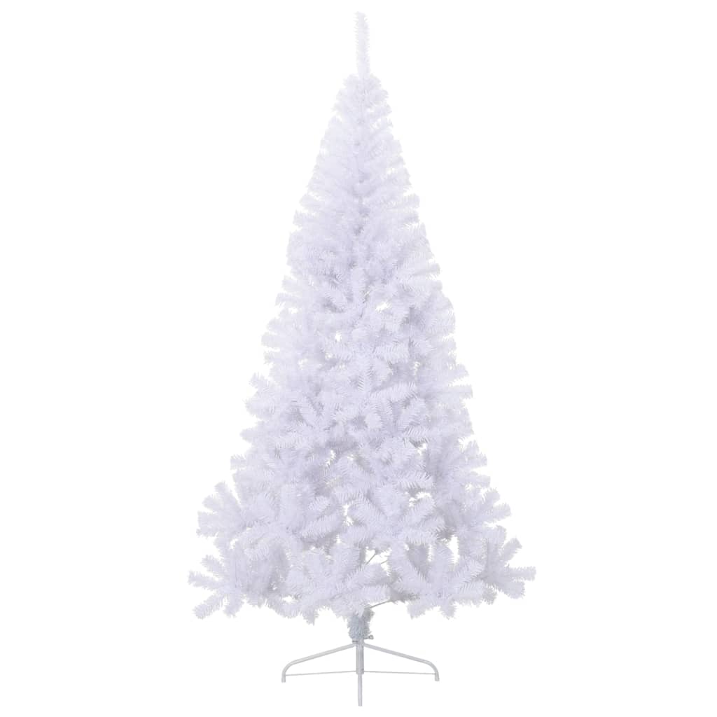 vidaXL Medio árbol de Navidad artificial con soporte PVC blanco 180 cm