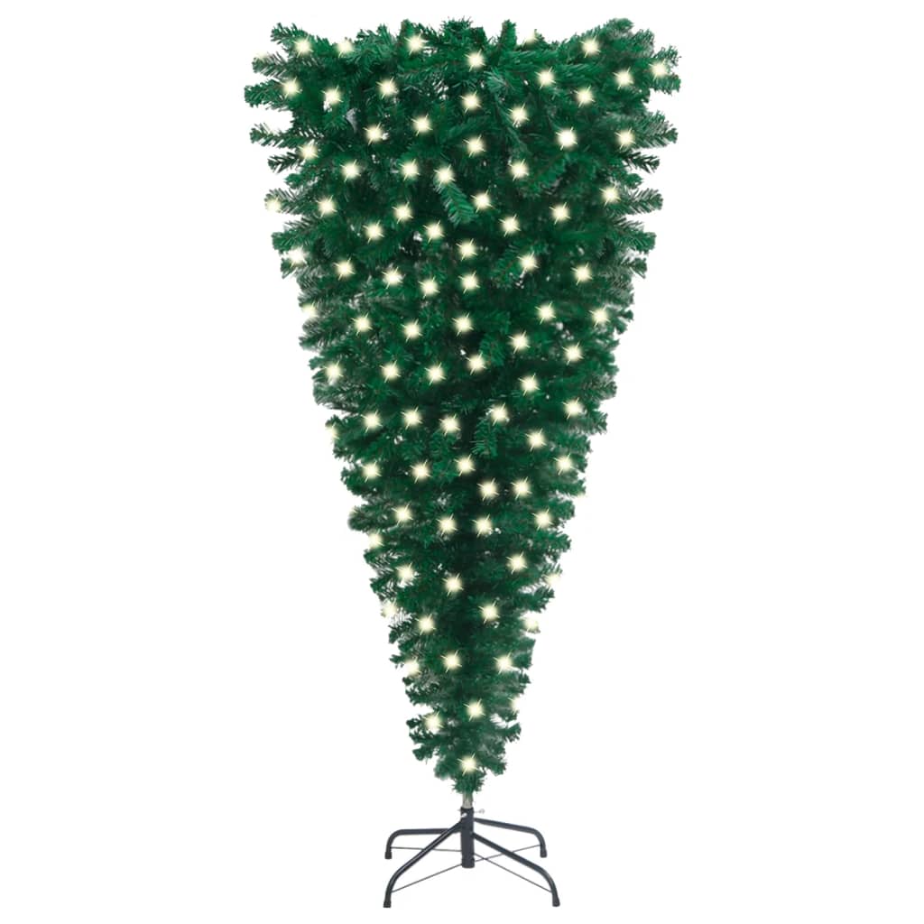 vidaXL Árbol de Navidad invertido preiluminado con luces verde 180 cm