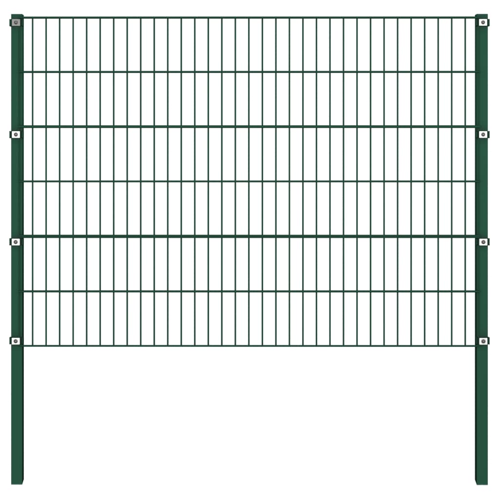 vidaXL Panel de valla con postes hierro verde 1,7x1,2 m