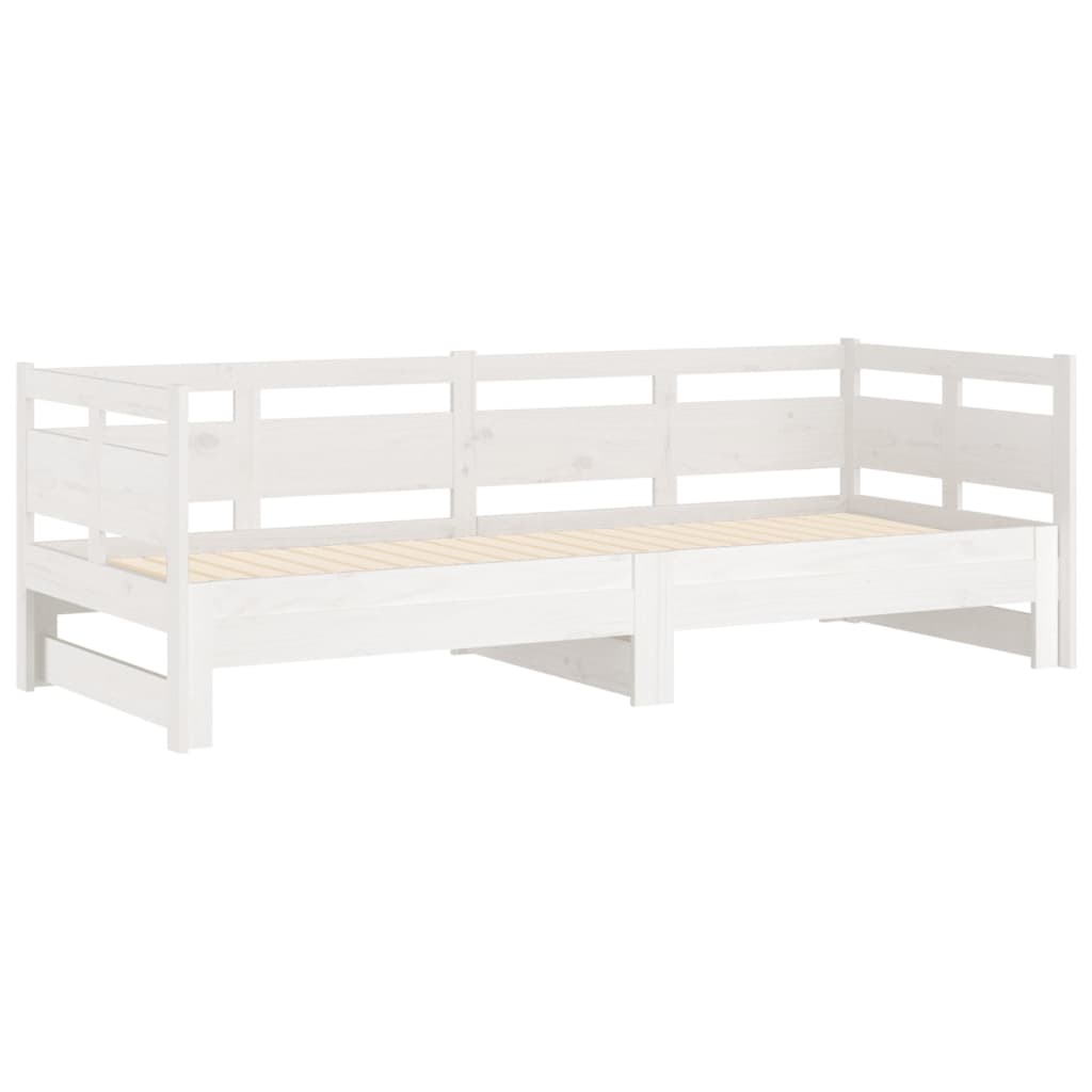 vidaXL Sofá cama extraíble madera maciza de pino blanco 2x(80x200) cm