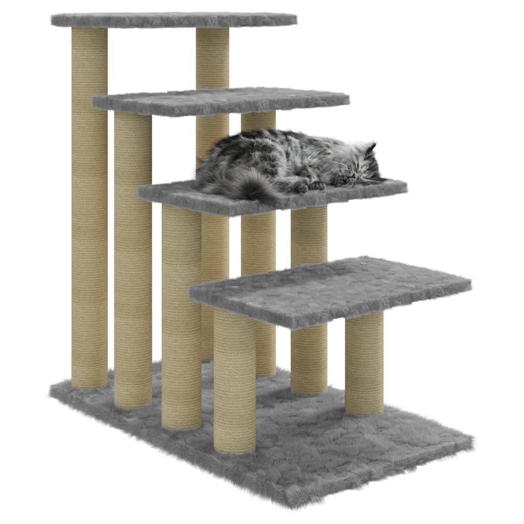vidaXL Rascador para gatos con postes de sisal gris claro 63 cm