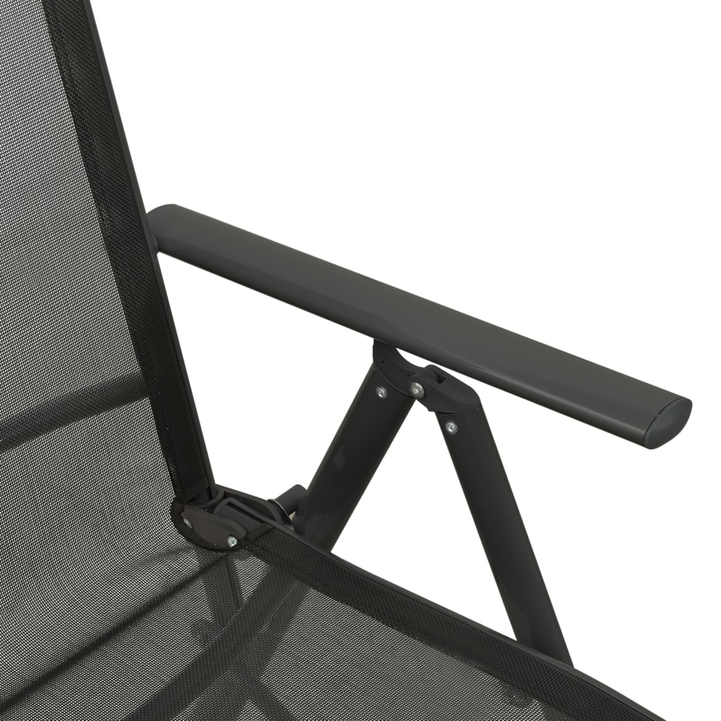 vidaXL Silla de jardín reclinables 2 uds textileno aluminio negro