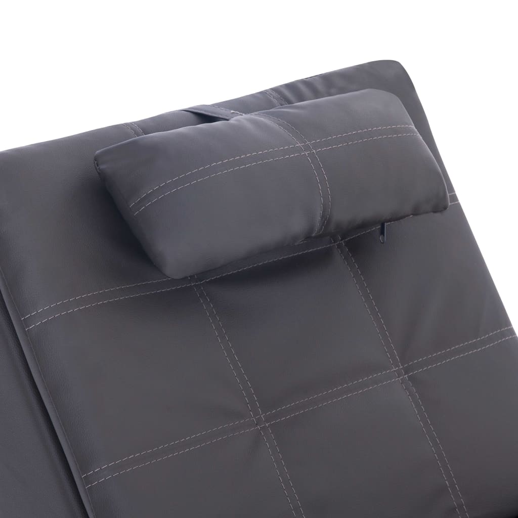 vidaXL Diván de masaje con almohada de cuero sintético gris
