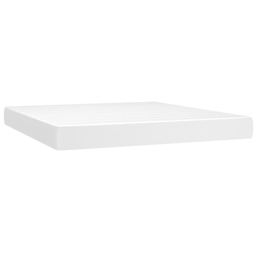 vidaXL Cama box spring colchón y LED cuero sintético blanco 160x200 cm