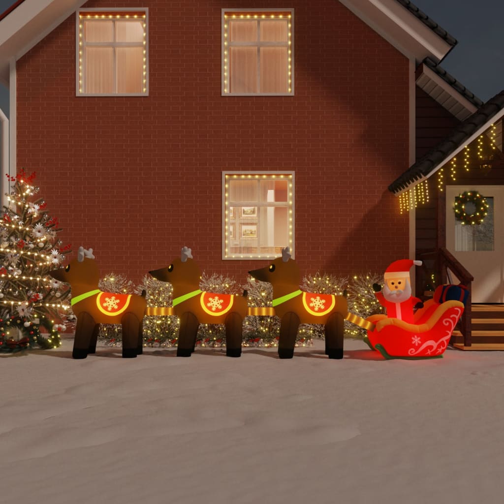 vidaXL Papá Noel y renos de Navidad inflables con LED 138 cm