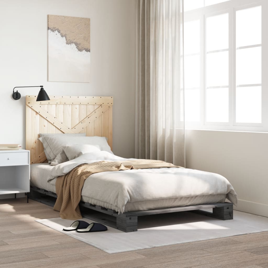 vidaXL Estructura de cama con cabecero madera de pino gris 100x200cm