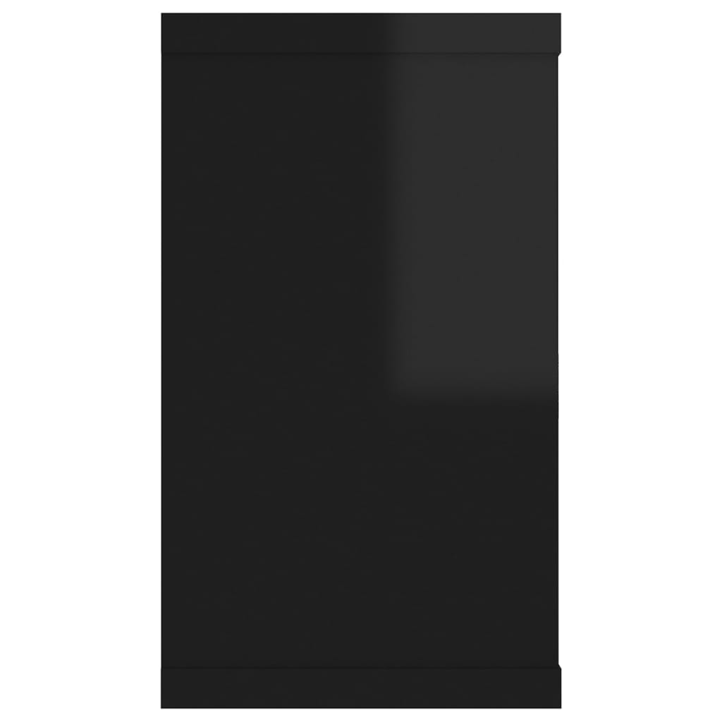 vidaXL Estante cubo pared 6uds contrachapado negro brillo 80x15x26,5cm