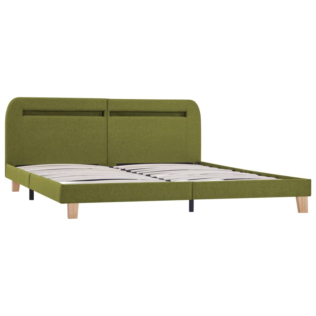 vidaXL Estructura de cama con LED tela verde 180x200 cm