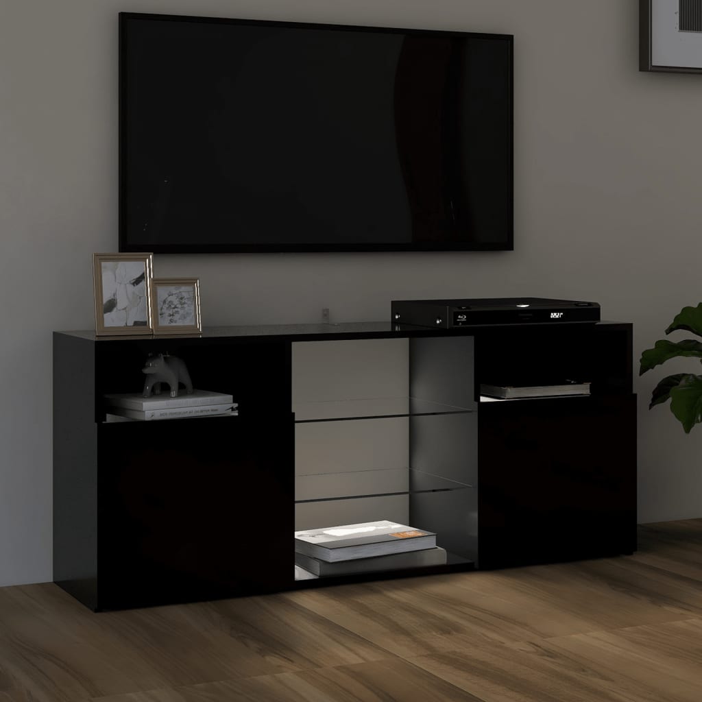 vidaXL Mueble de TV con luces LED negro 120x30x50 cm
