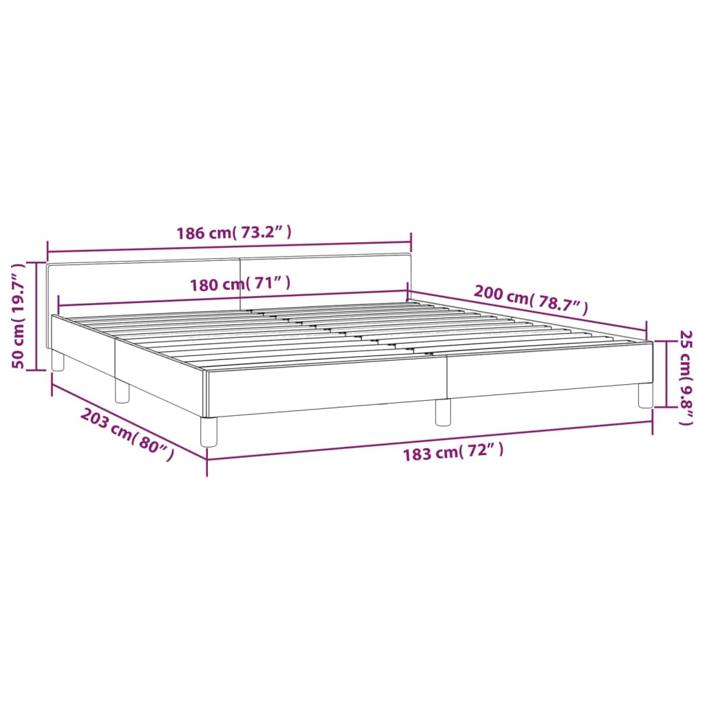 vidaXL Estructura de cama con cabecero tela gris oscuro 180x200 cm